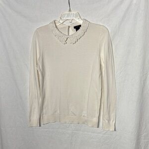 Ann Taylor Cream Lace Trim Blouse